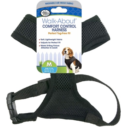 Four Paws Comfort Control Harness - Black - Medium - For Dogs 7-10 lbs (16\