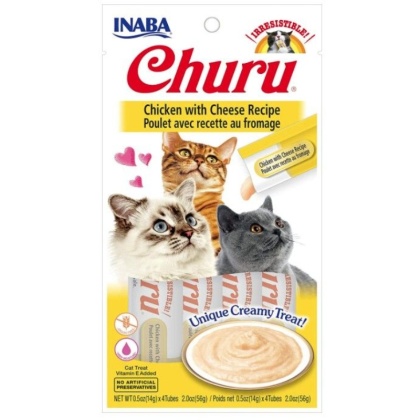 Inaba Churu Chicken with Cheese Recipe Creamy Cat Treat - 4 count