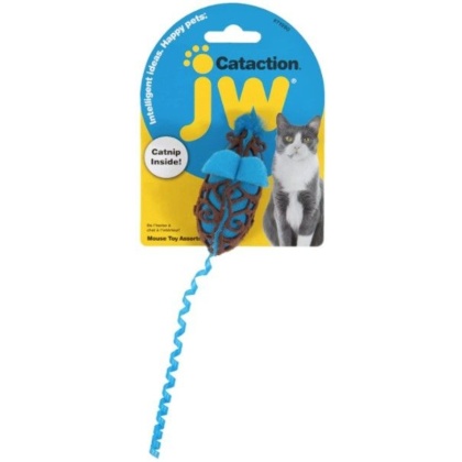 JW Pet Cataction Catnip Mouse Cat Toy With Rope Tail  - 1 count