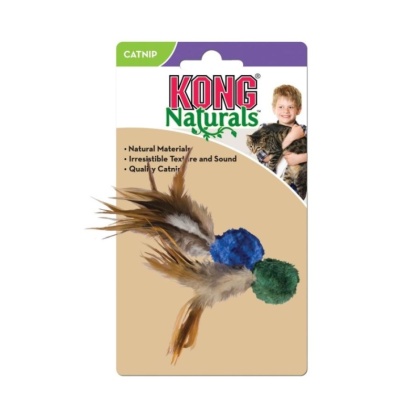 KONG Crinkle Ball with Feathers Cat Toy - Crinkle Ball Cat Toy