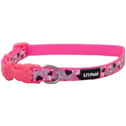 Li\'L Pals Reflective Collar - Pink with Hearts - 6-8\