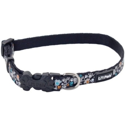 Li\'L Pals Reflective Collar - Teal and Orange Paws - 6-8\