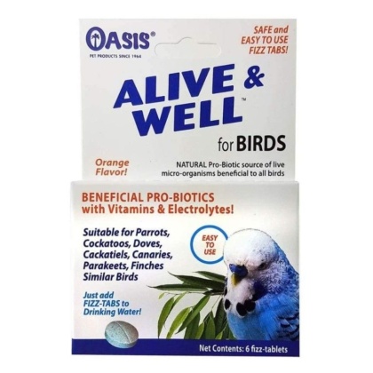 Oasis Alive and Well, Stress Preventative and Pro-Biotic Tablets for Birds - 1 count