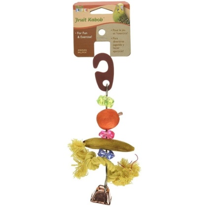 Penn Plax Bird Life Fruit-Kabob Wood Parakeet Toy - 8in. Long