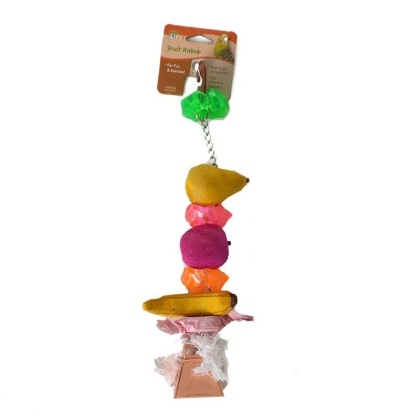 Penn Plax Bird Life Fruit-Kabob Wood Treat Toy for Parrots - 1 Pack (13in. Long)