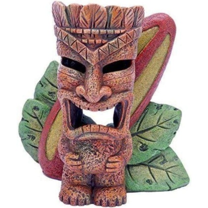 Penn Plax Tiki with Surfboard Aquarium Ornament - 6 