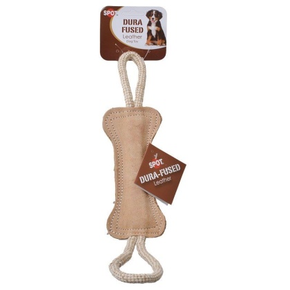 Spot Dura-Fused Leather Bone Tug Dog Toy - 18