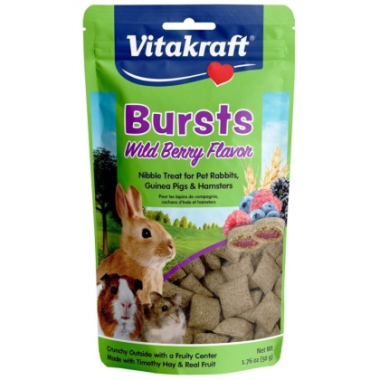 Vitakraft Bursts Treat for Rabbits, Guinea Pigs & Hamsters - Wild Berry Flavor - 1.76 oz