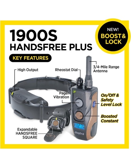 Dogtra 1900S HANDSFREE Plus Boost and Lock, Remote Dog Training E-Collar